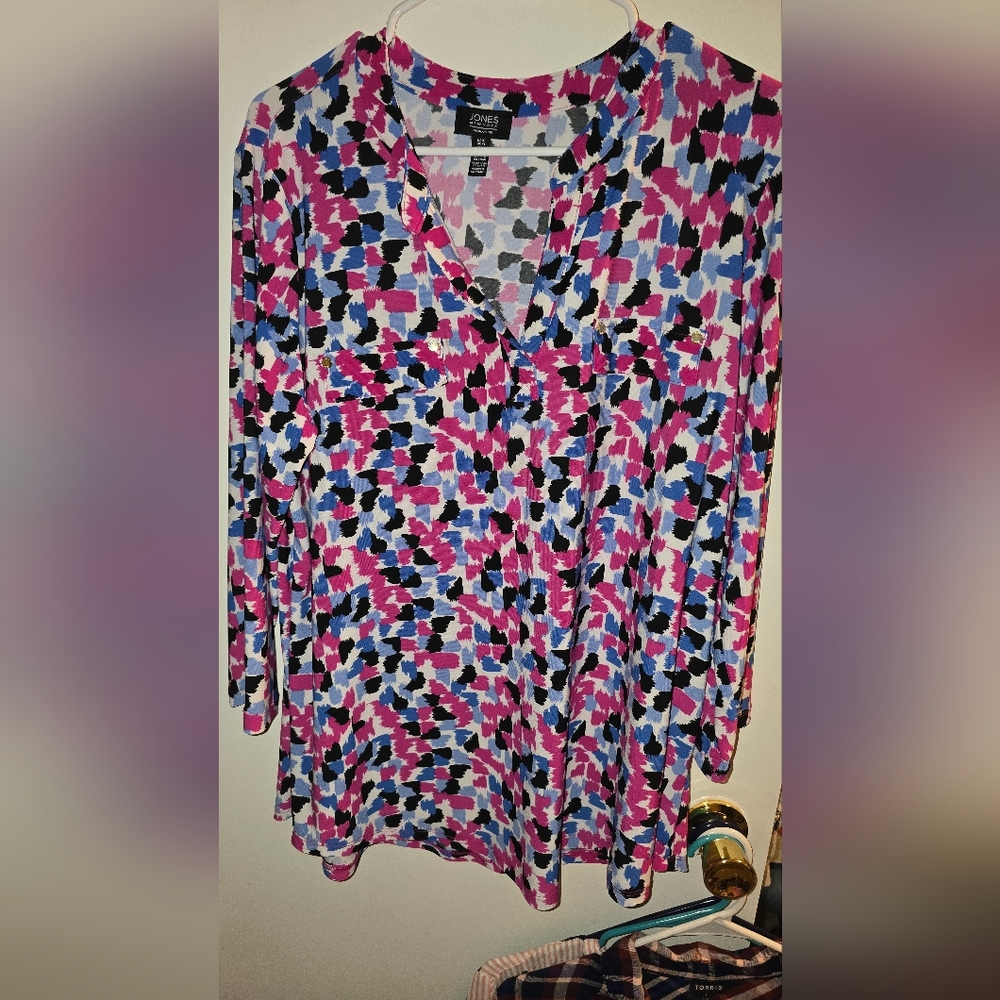 Jones New York Multicolor Abstract Blouse